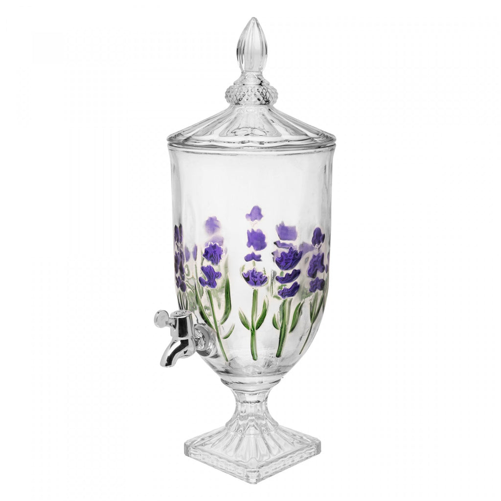 Suqueira com Pé e Tampa Lavanda Hand Painting 4,5L Cristal - Lyor