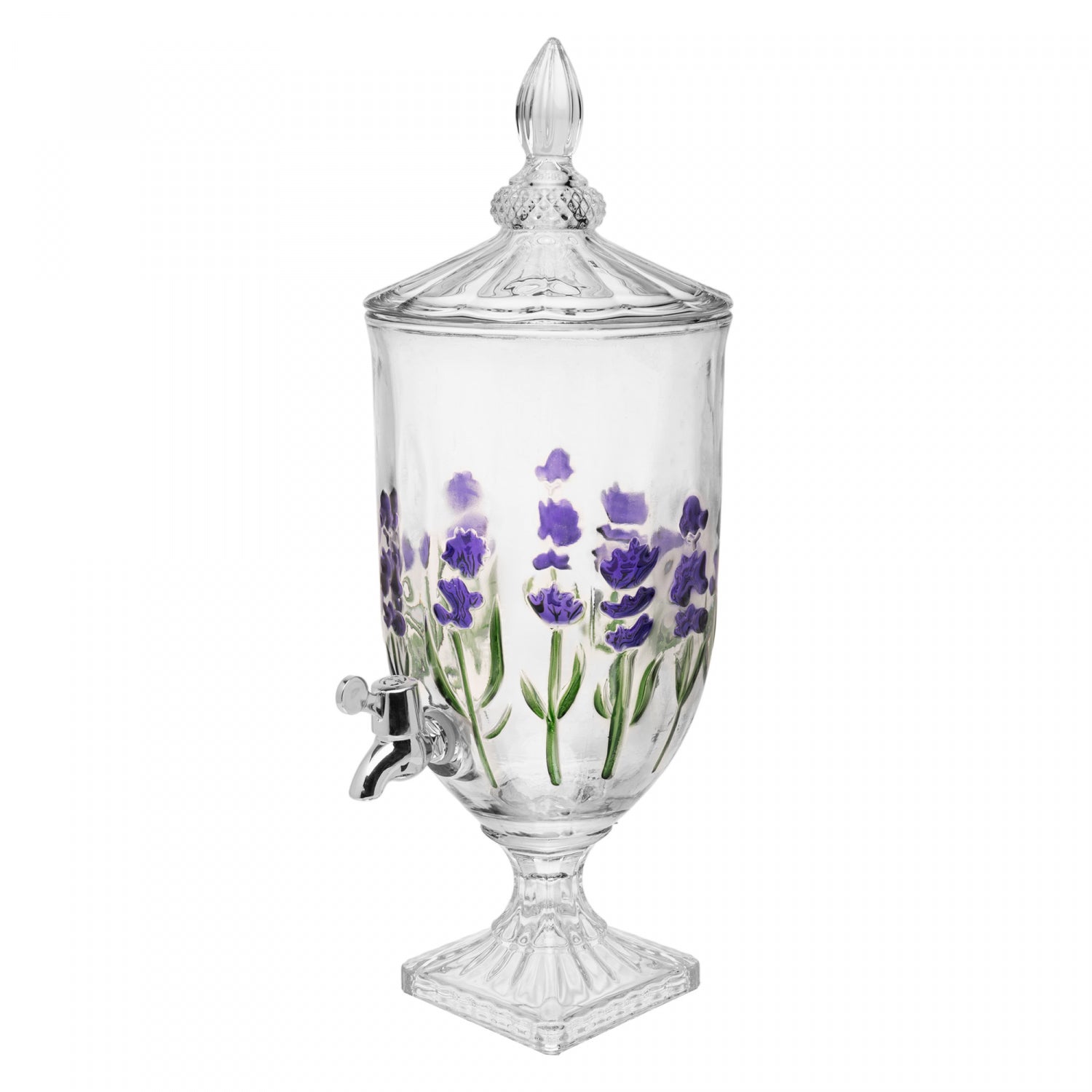 Suqueira com Pé e Tampa Lavanda Hand Painting 4,5L Cristal - Lyor