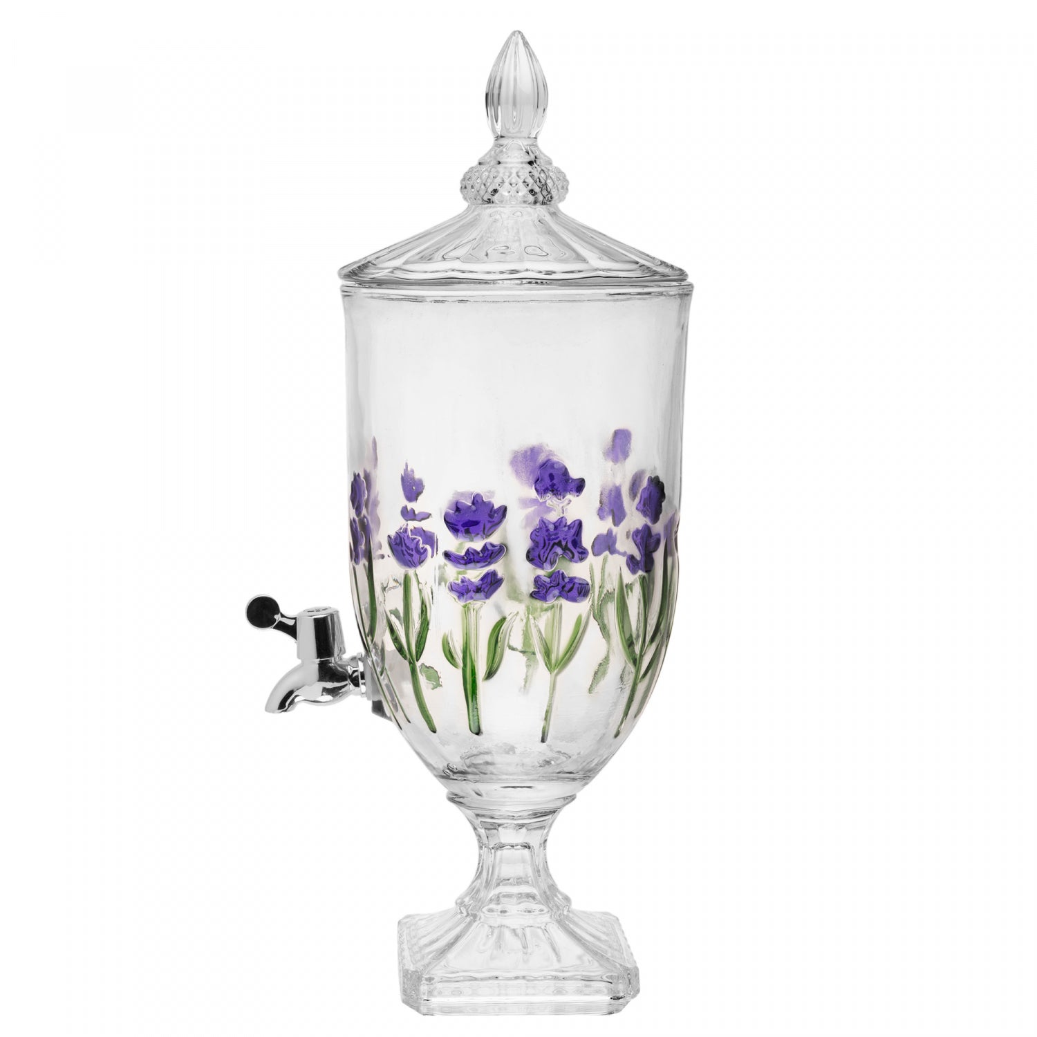 Suqueira com Pé e Tampa Lavanda Hand Painting 4,5L Cristal - Lyor