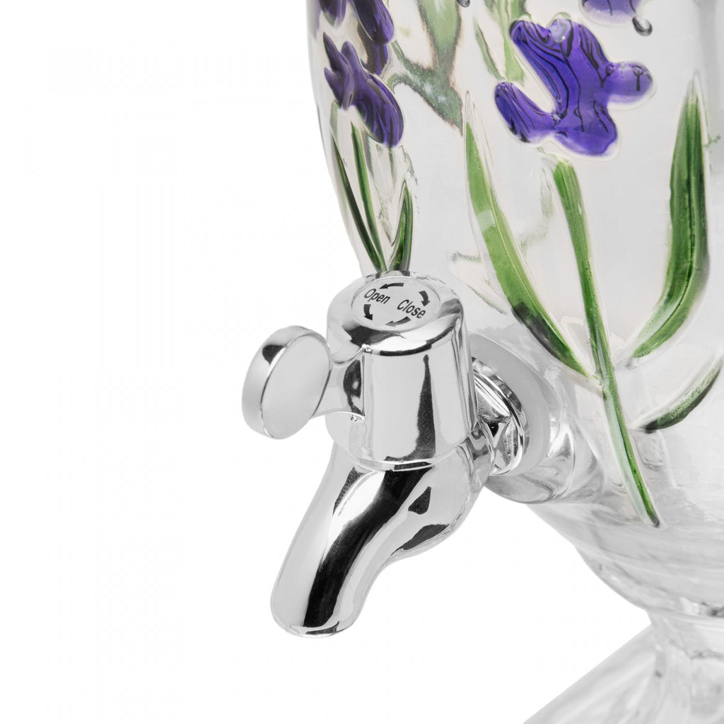 Suqueira com Pé e Tampa Lavanda Hand Painting 4,5L Cristal - Lyor