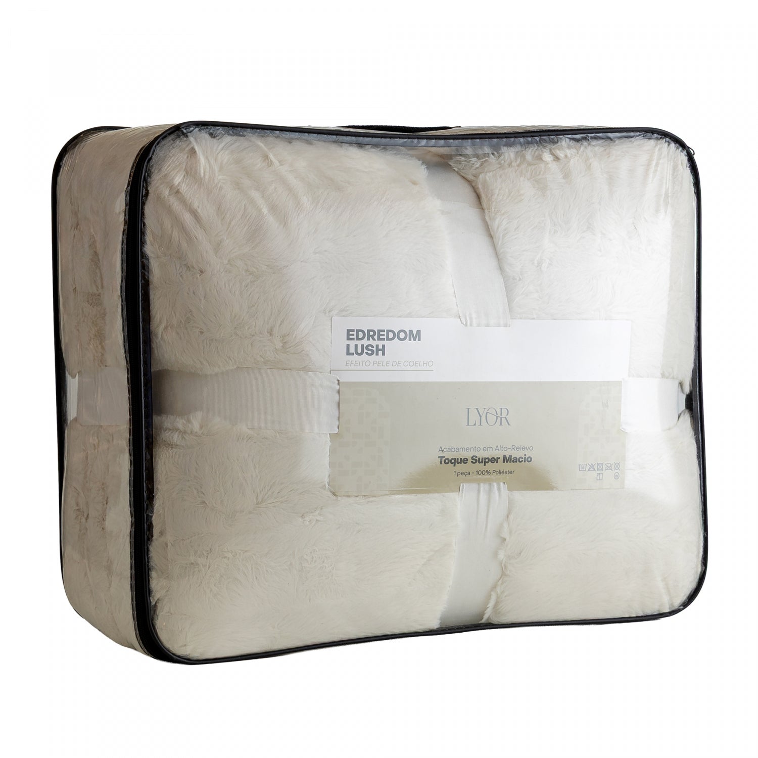 Edredom Lush King Efeito Pele de Coelho Off White Microfibra - Lyor
