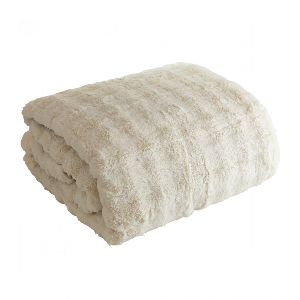 Edredom Lush King Efeito Pele de Coelho Off White Microfibra - Lyor