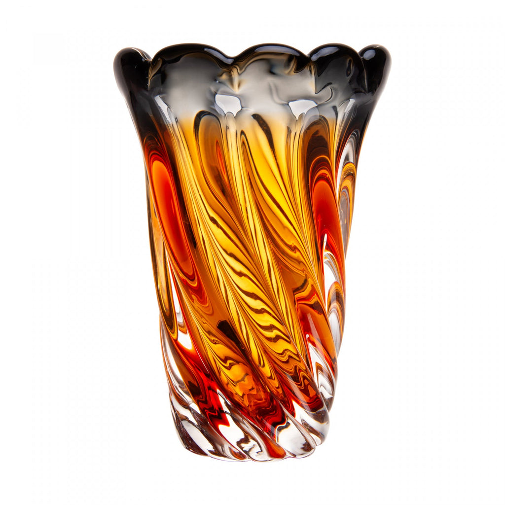 Vaso Italy 19cm x 26cm Âmbar e Cinza Vidro - Wolff