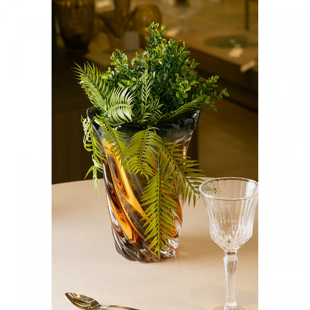 Vaso Italy 19cm x 26cm Âmbar e Cinza Vidro - Wolff