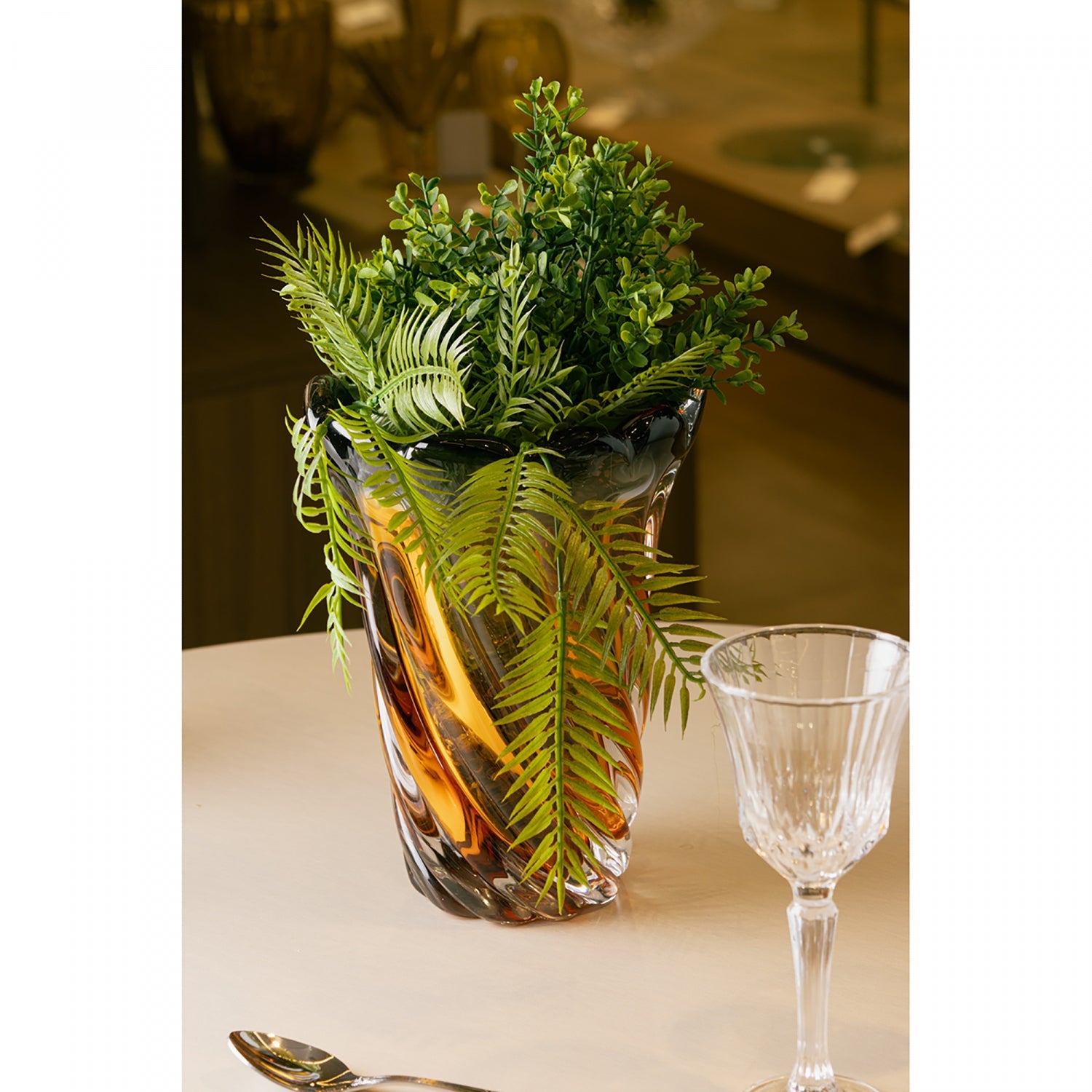 Vaso Italy 19cm x 26cm Âmbar e Cinza Vidro - Wolff